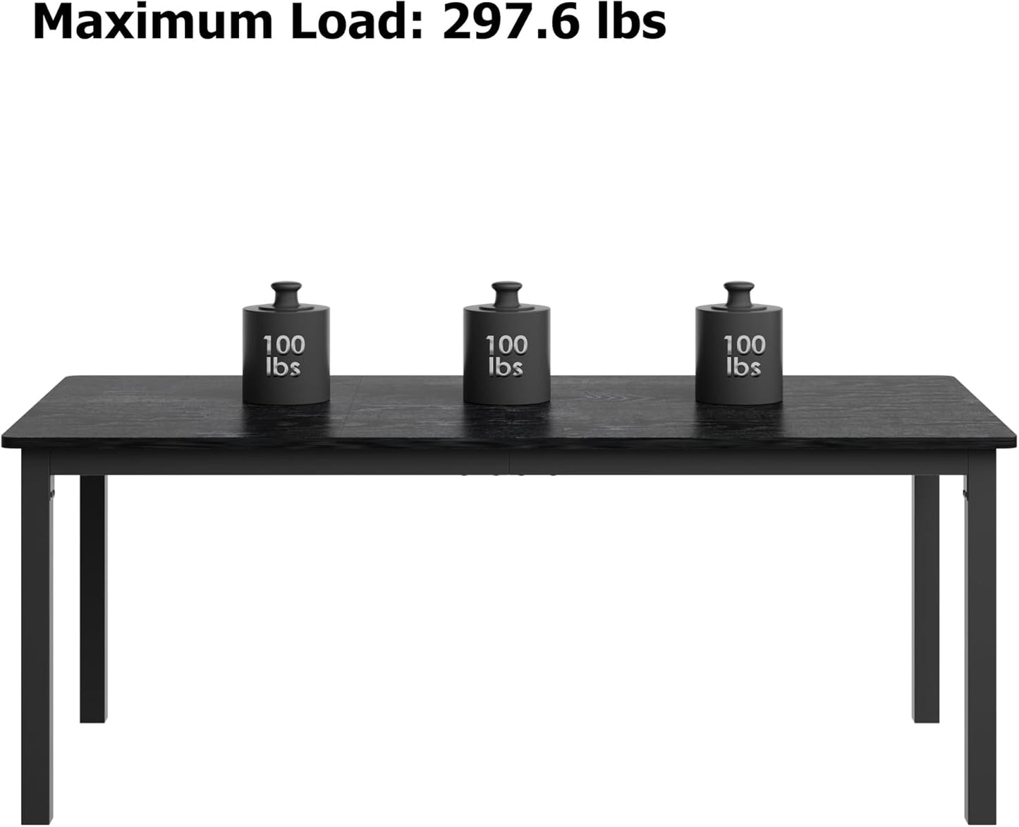 GarveeHome 70.8in Industrial Dining Table for 6, Wooden Long Dinner Table with Mortise Tenon Design, Kitchen Table with Sturdy Metal Legs, for Dining Room Home Office Living Room, Black