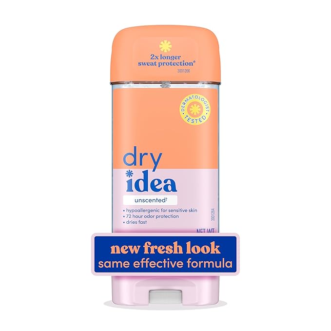 Dry Idea Gel Deodorant & Antiperspirant for Women - Hypoallergenic for Sensitive Skin, 2X Longer Sweat Protection, 72Hr Sweat & Odor Protection, Unscented, Womens Deodorant, 3 oz