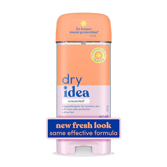 Dry Idea Gel Deodorant & Antiperspirant for Women - Hypoallergenic for Sensitive Skin, 2X Longer Sweat Protection, 72Hr Sweat & Odor Protection, Unscented, Womens Deodorant, 3 oz (Pack of 12)