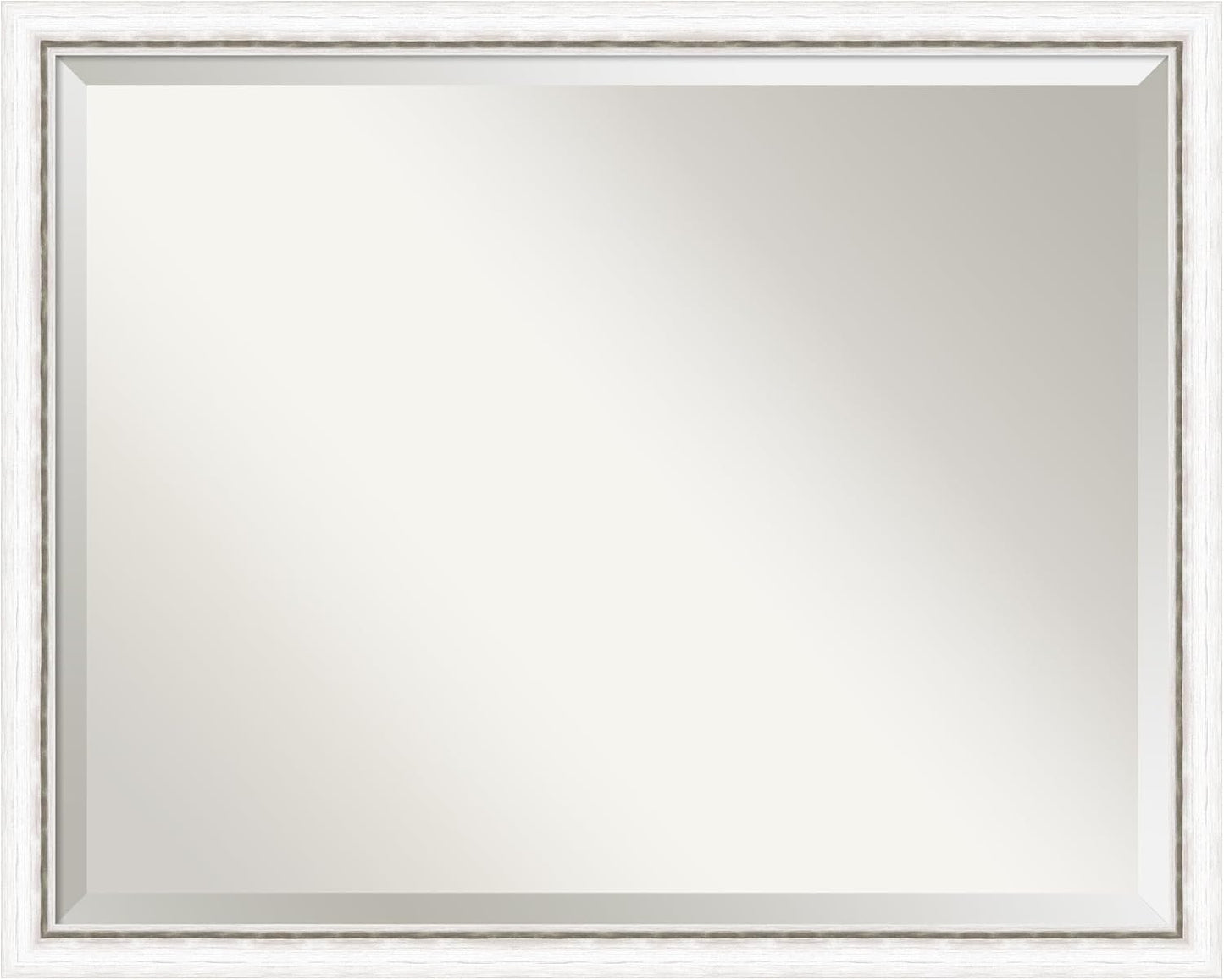 Amanti Art White Bathroom Mirror for Over Sink, 24x30 Morgan White Silver Rectangle Vanity Mirror, Large Modern Contemporary Wood Frame, Hangs Horizonally and Vertically, Bathroom Wall Decor, Beveled