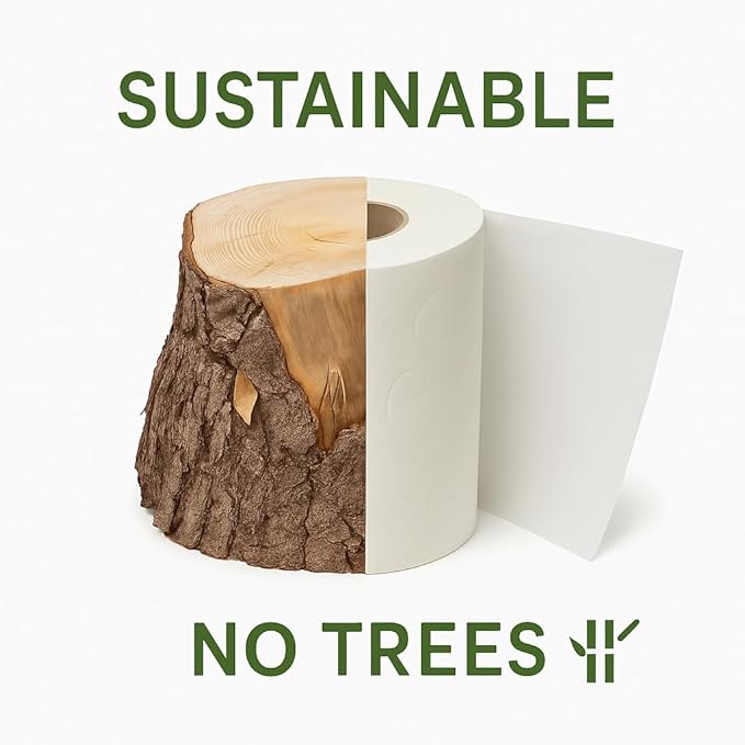 Bamboo Toilet Paper, 48 Rolls – 2-Ply, 1000 Sheets, Sustainable Tree-Free Bulk for Business, Commercial & Educational Environments