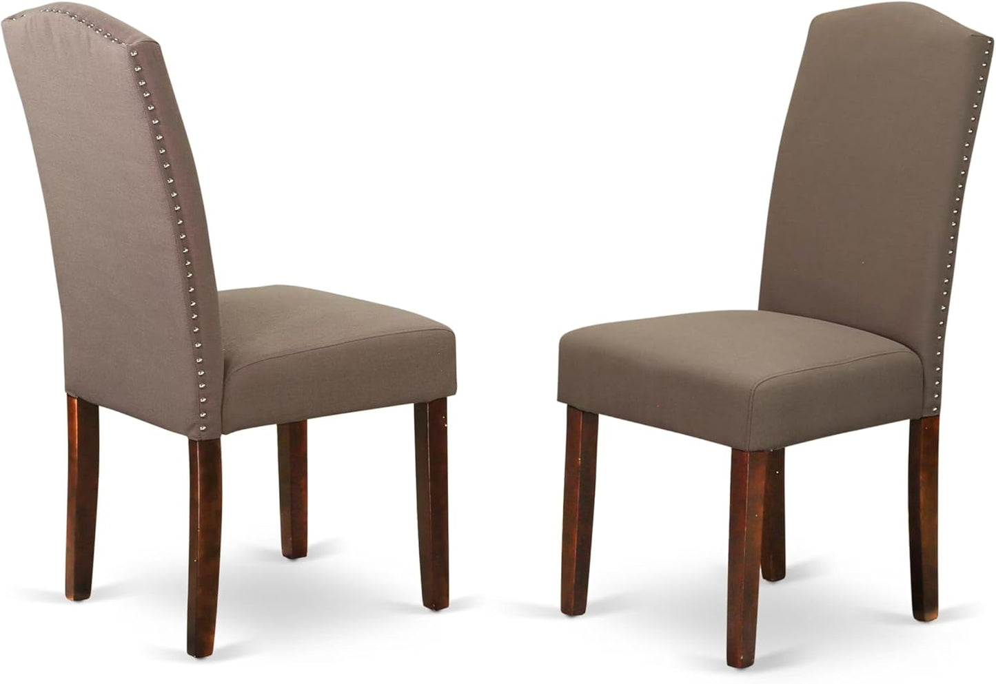 East West Furniture NDEN5-MAH-18 5 Piece Dining Table Set Includes a Rectangle Dining Room Table with Dropleaf and 4 Dark Coffee Linen Fabric Upholstered Chairs, 30x48 Inch, Mahogany