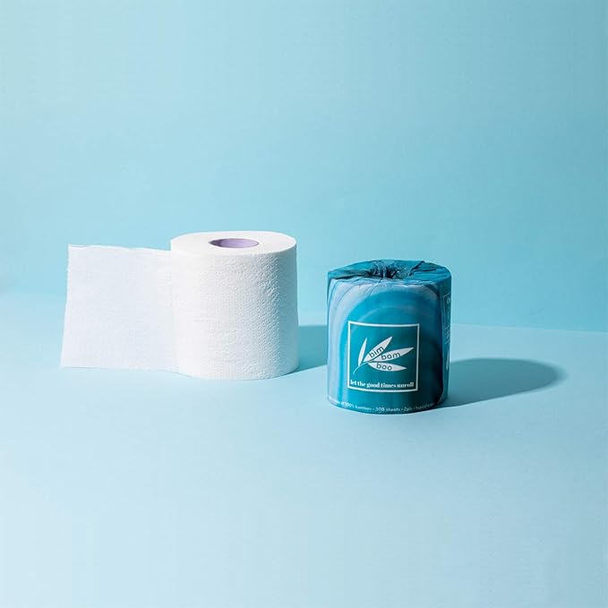 Bim Bam Boo 100% Bamboo Organic Chemical-Free Bulk Toilet Paper, Cloud-like Softness, Plant-Based Sustainable Tree-Free Bathroom Tissue, 24 Eco-Friendly Rolls, 2 Ply, 295 Sheets for RV and Camping