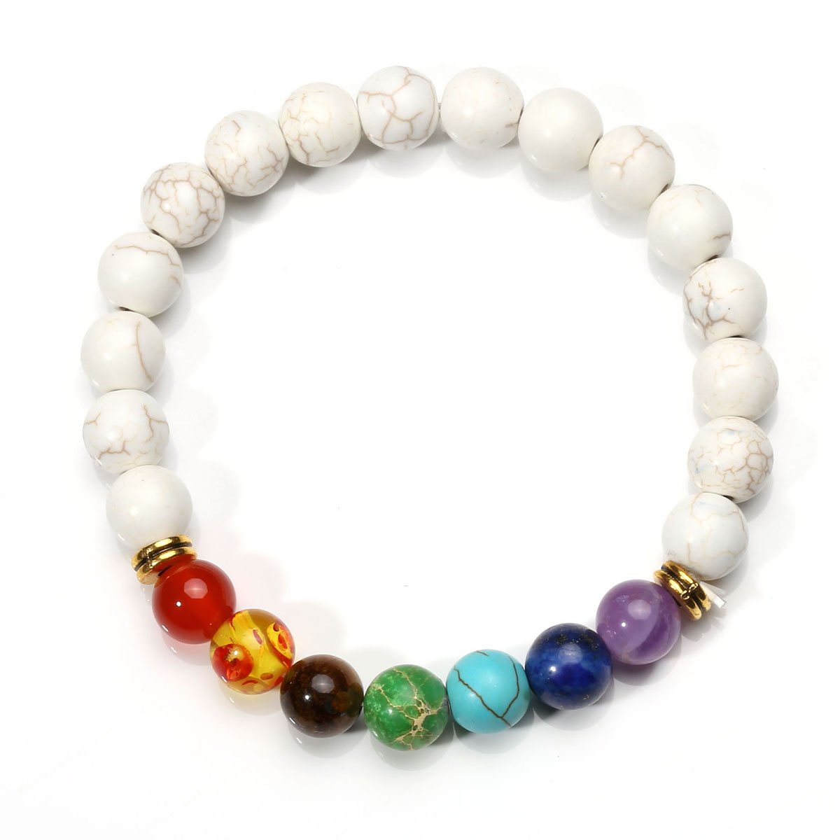 Eigso 8 Pcs 7 Chakra Bracelets Set for Women Men Meditation Lava Rock Bracelet