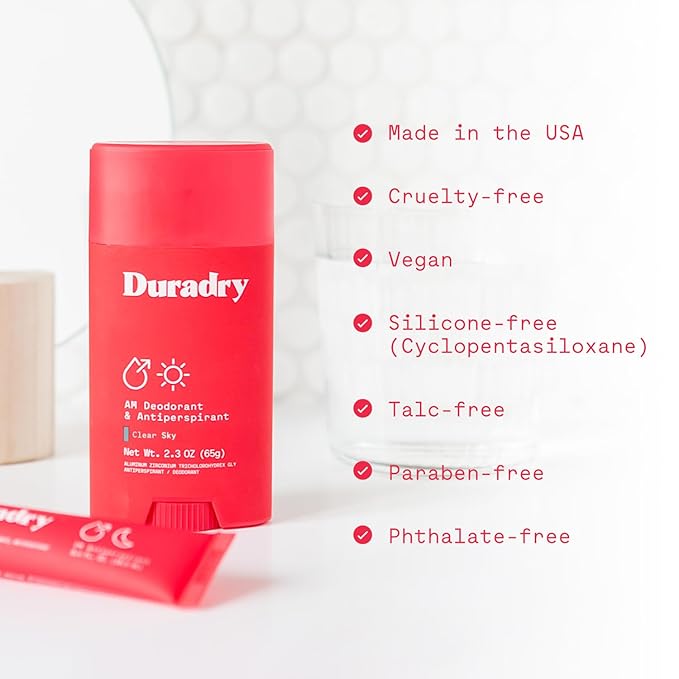 Duradry Clinical-Strength Antiperspirant Deodorant for Women and Men – Clean Formula with Natural Ingredients for Odor and Excessive Sweat Protection – (Cool Citrus + Cedar)2.3 Oz