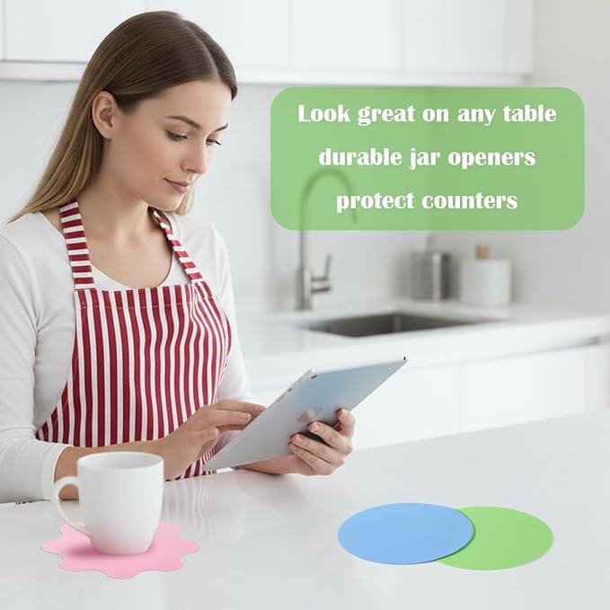 9 Pcs Rubber Jar Opener Pads Set Non-Slip Gripper Pads Round Bottle Opener for Multi-functio Lid Cap Jars Easy Opening Kitchen Tool Coasters Gadgets