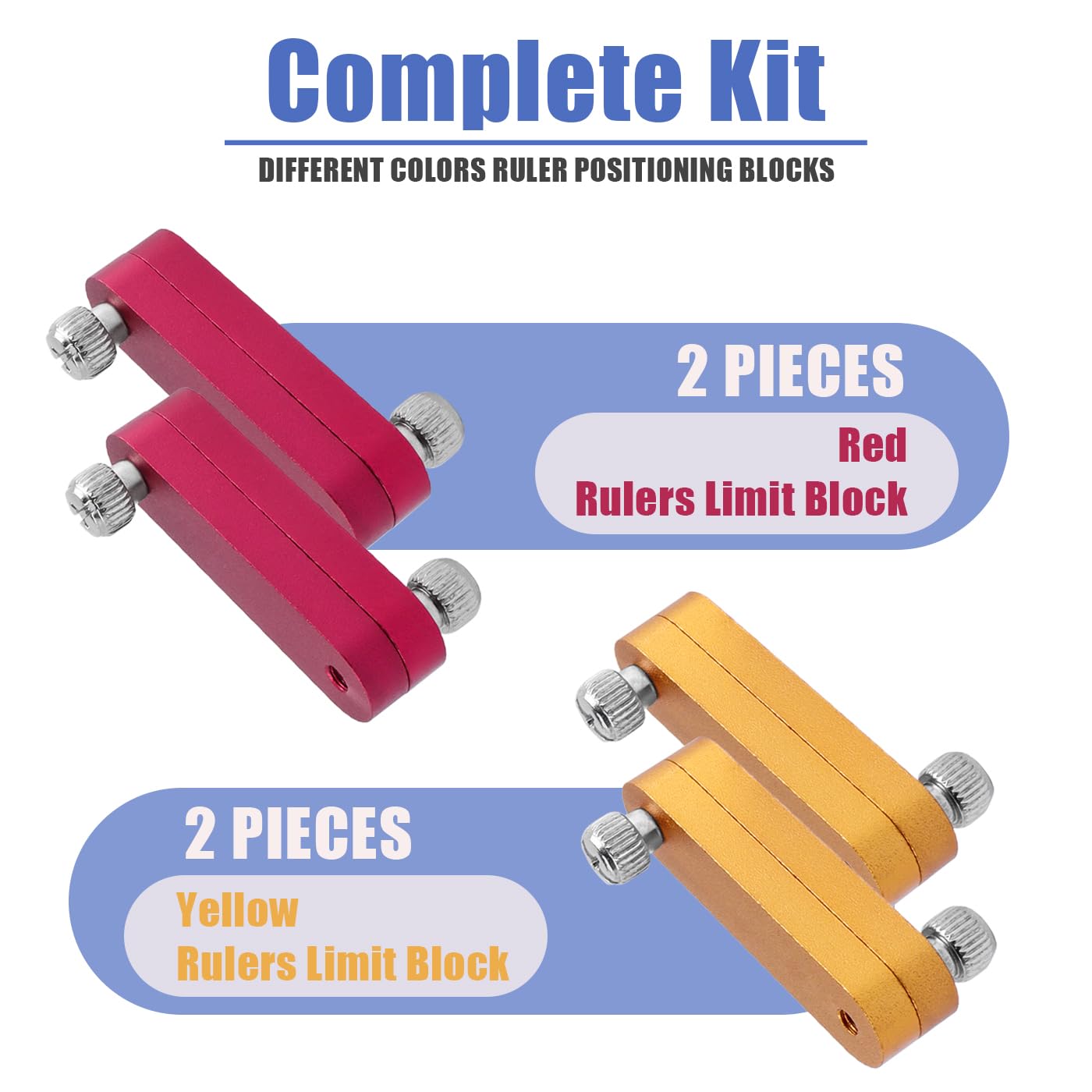 Mesee 4 Pieces Ruler Positioning Blocks Adjustable Thickness Ruler Stop Fence Woodworking Aluminum Alloy Rulers Limit Block Scribing Tool Rulers Locator Wood Mortise Scriber Line Marking Gauge