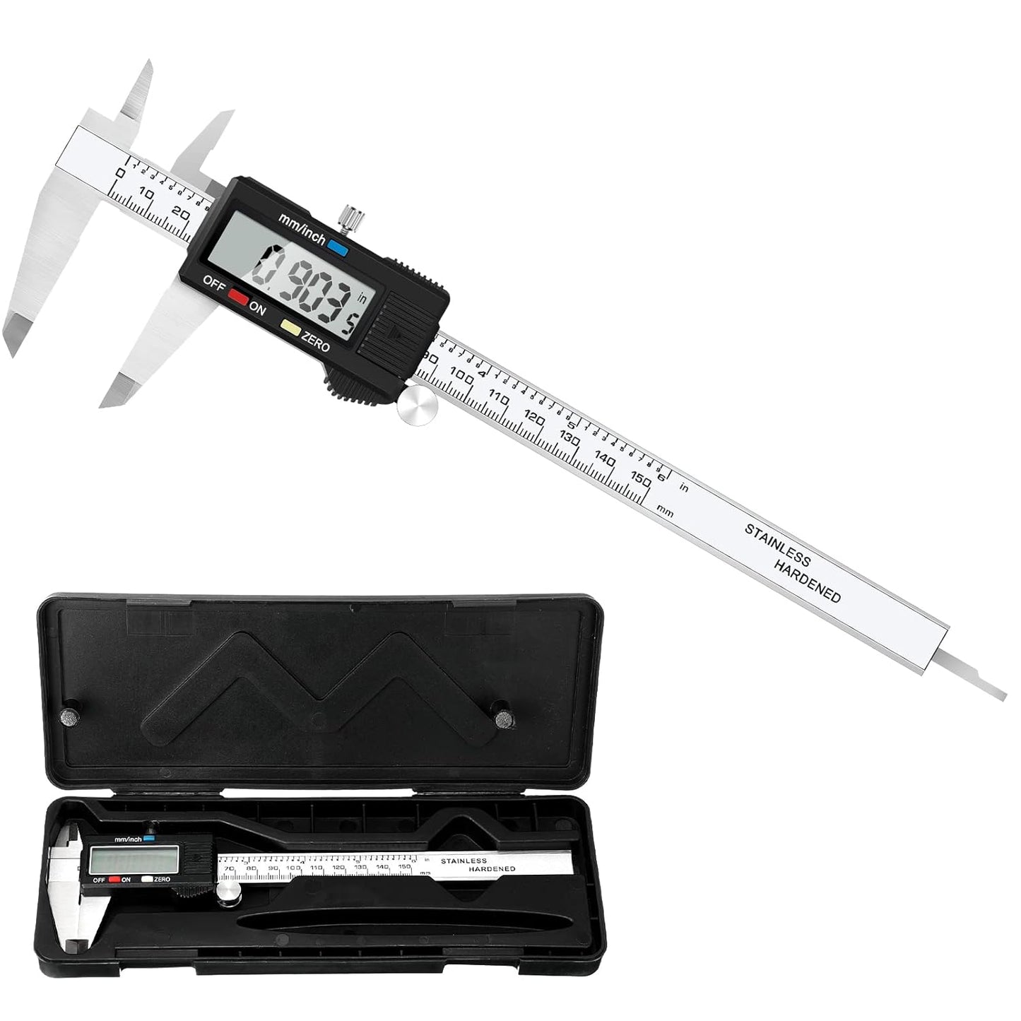 Electronic Digital Caliper Measuring Tool, Stainless Steel Vernier Caliper Digital, Easy Switch from Inch Metric, LCD Screen,0-6inch/150mm Caliper Measuring Tool for DIY/3D Printing