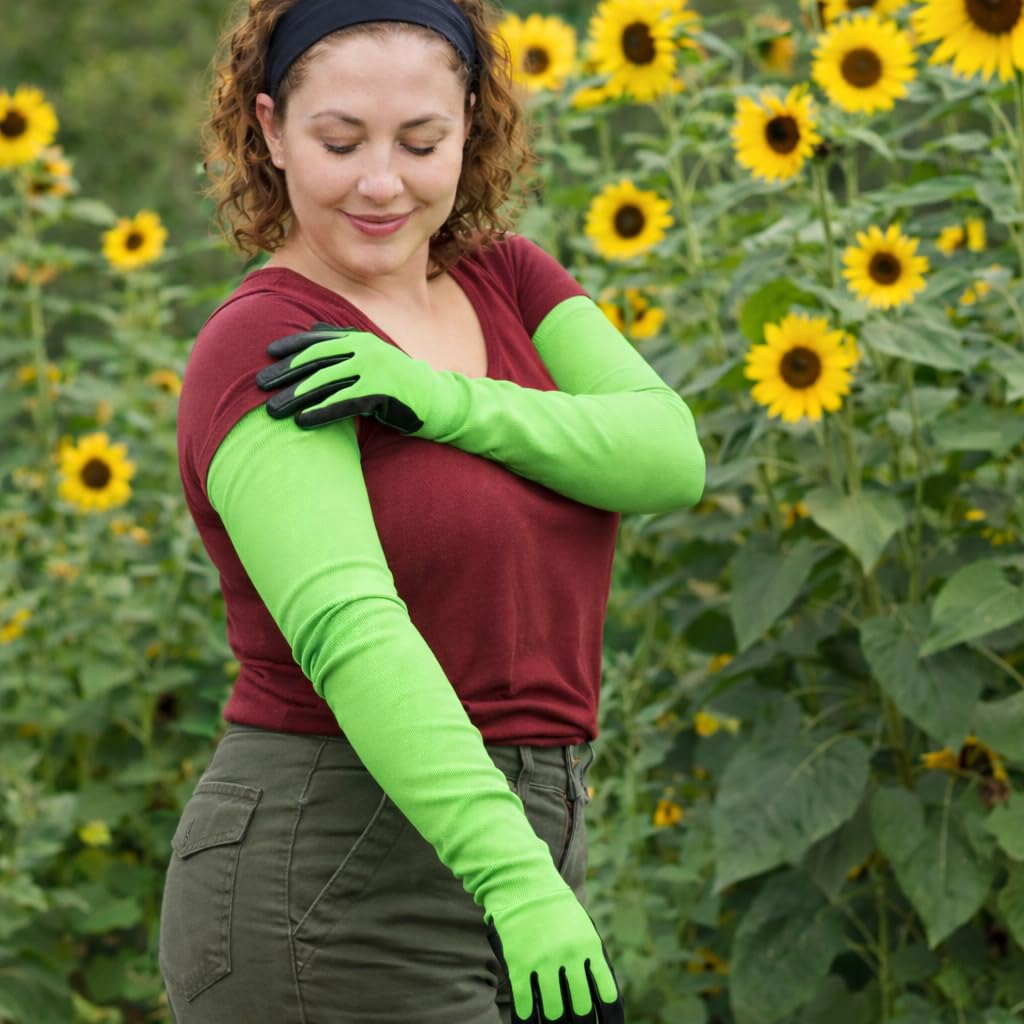 CHARGUY Long Sleeve Gardening Gloves, Protection Flexible Sleeves, No-Slip Grip Strong Durable Garden Gloves, Extended Cuff Women Men Outdoor/Indoor, 1 Pair