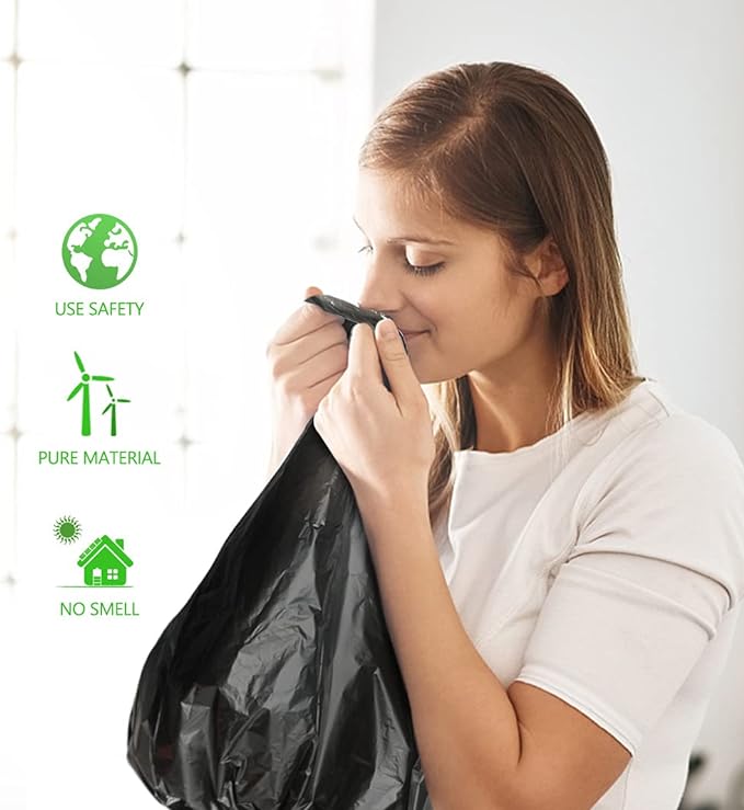 2 Gallon 180 Counts Small Strong Black Trash Bags Garbage Bags by Teivio,Small Waste Basket Liner, Bathroom Trash Can Bin Liners, Plastic Bags for home office kitchen,Black