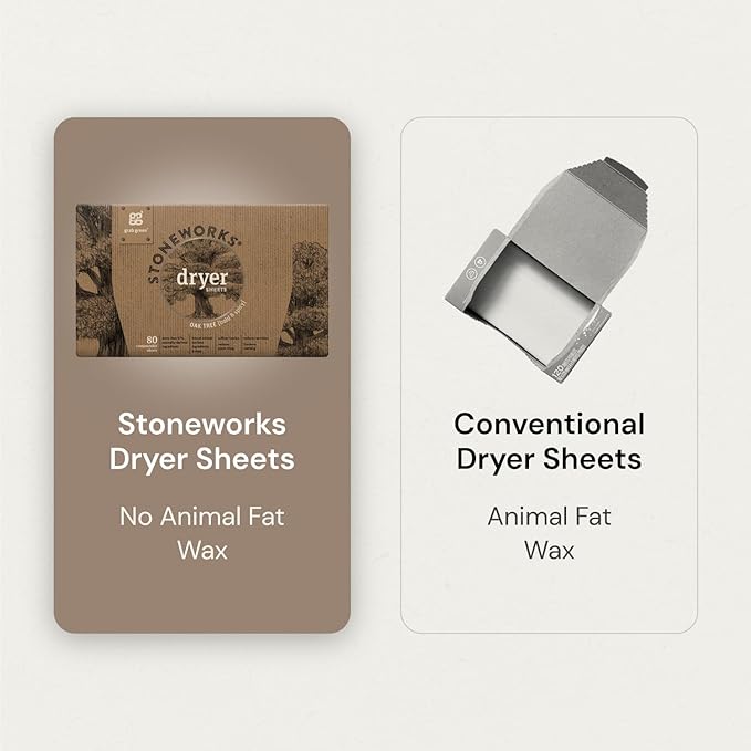 Grab Green Stoneworks Cruelty-Free Dryer Sheets | Softens Fabrics, Freshens Clothing & Reduces Static-Cling and Wrinkles | Plant Based | Oak Tree Scent (160 Sheets)