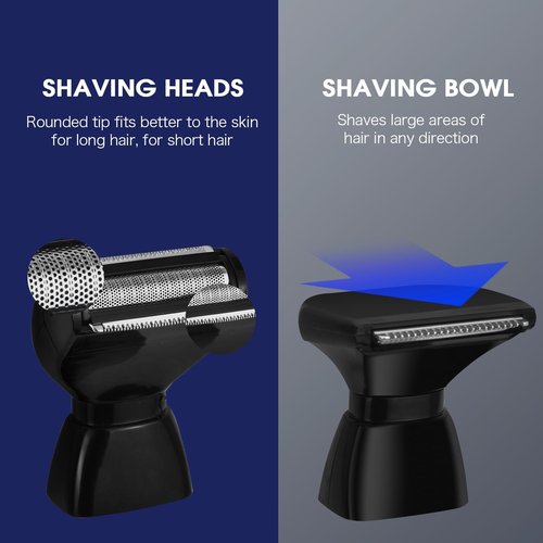 ETbyto Back Shavers for Men Long Handle，Multifunctional Self-Service Electric Back Hair Razor with Adjustable Handle，Men's Back Shaver wiht Nose Hair Trimmer Set and 2 Shock Absorber Flex Heads，Black