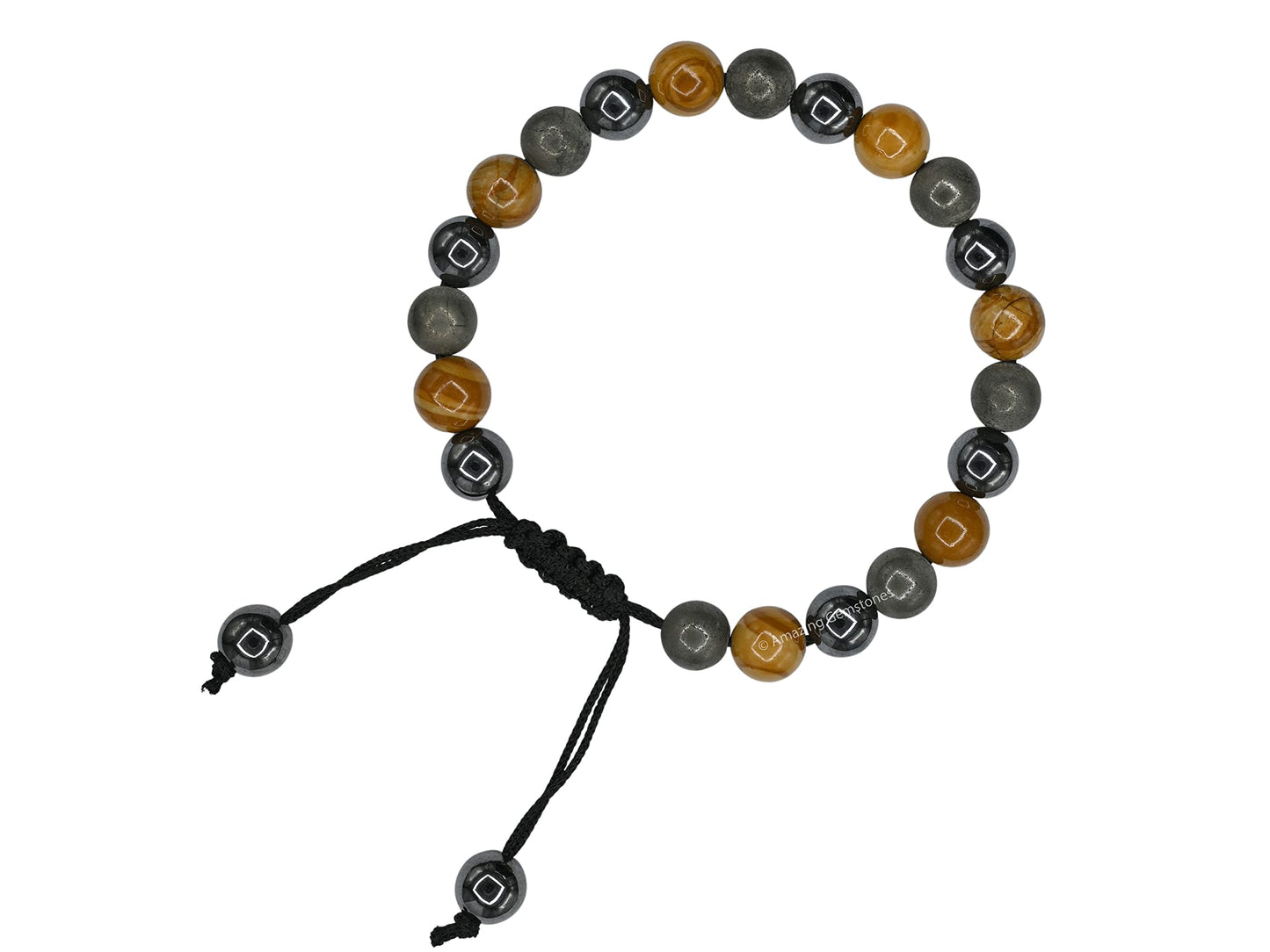 Amazing Gemstone New Beginnings Manifestation Bracelet - Yellow Jasper Pyrite Hematite Bracelet Set for Men Women Healing Calming Anxiety Stress Relief Gifts Pulseras Para Hombres Mujer (Adjustable)