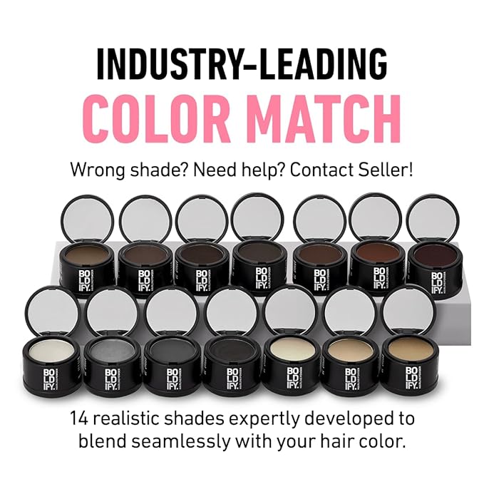 BOLDIFY Hairline Powder - Root Touch Up Hair Color for Gray Coverage - Bald Spot Concealing Hair Powder for Women & Men - 24-Hour Stain-Proof - Black