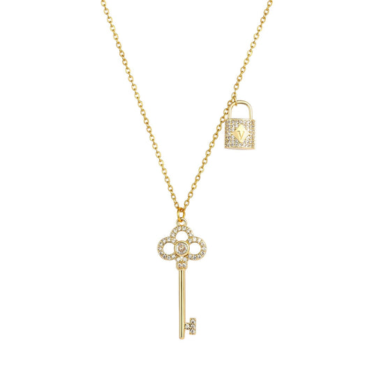 MAIKERDER Key Necklace, 14K Gold Plated Key Necklaces for Women Non Tarnish 16 Inches