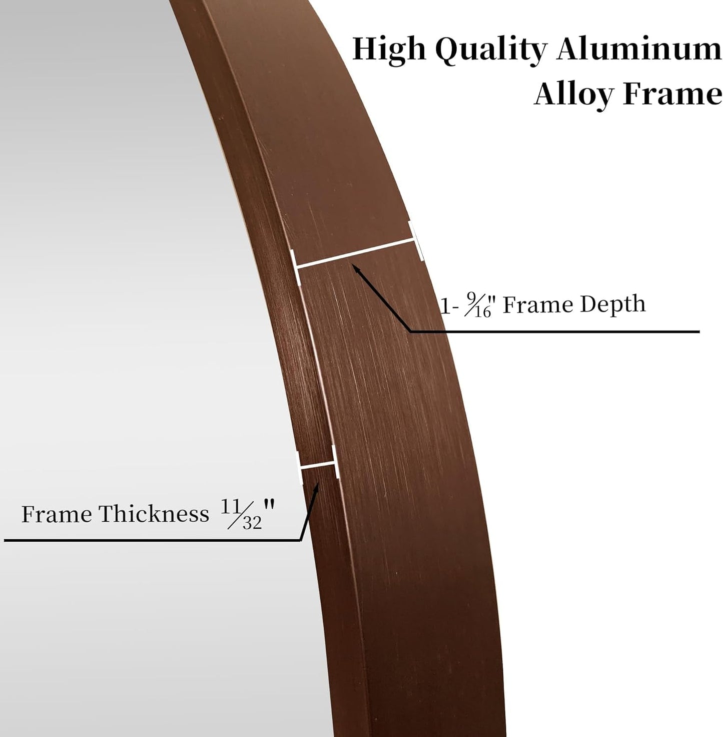 24 inch Circle Wall Mirror, Brushed Bronze Metal Framed Round Mirror for Bathroom Vanity, Bedroom Decor, Living Room, Entryway
