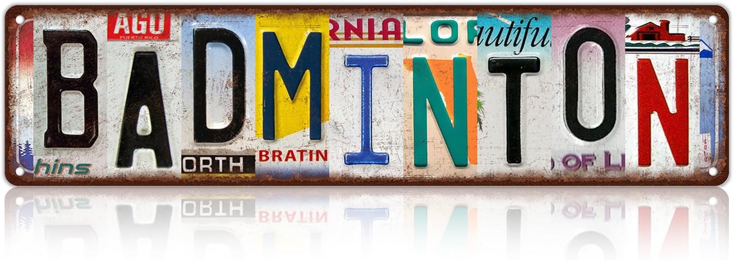 Vintage Sport Metal Tin Signs Badminton Street Signs Man cave Home Room Bar Wall Decor 16 x 4 Inches