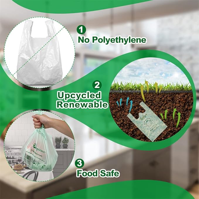 OrangeBio 4 Gallon Home Compostable Trash Bags, 100 Count, Food Grade, Plant-based, Biodegradable, Leak-proof, Tear-resistant, US BPI ASTM D6400 and OK Compost Home Certified