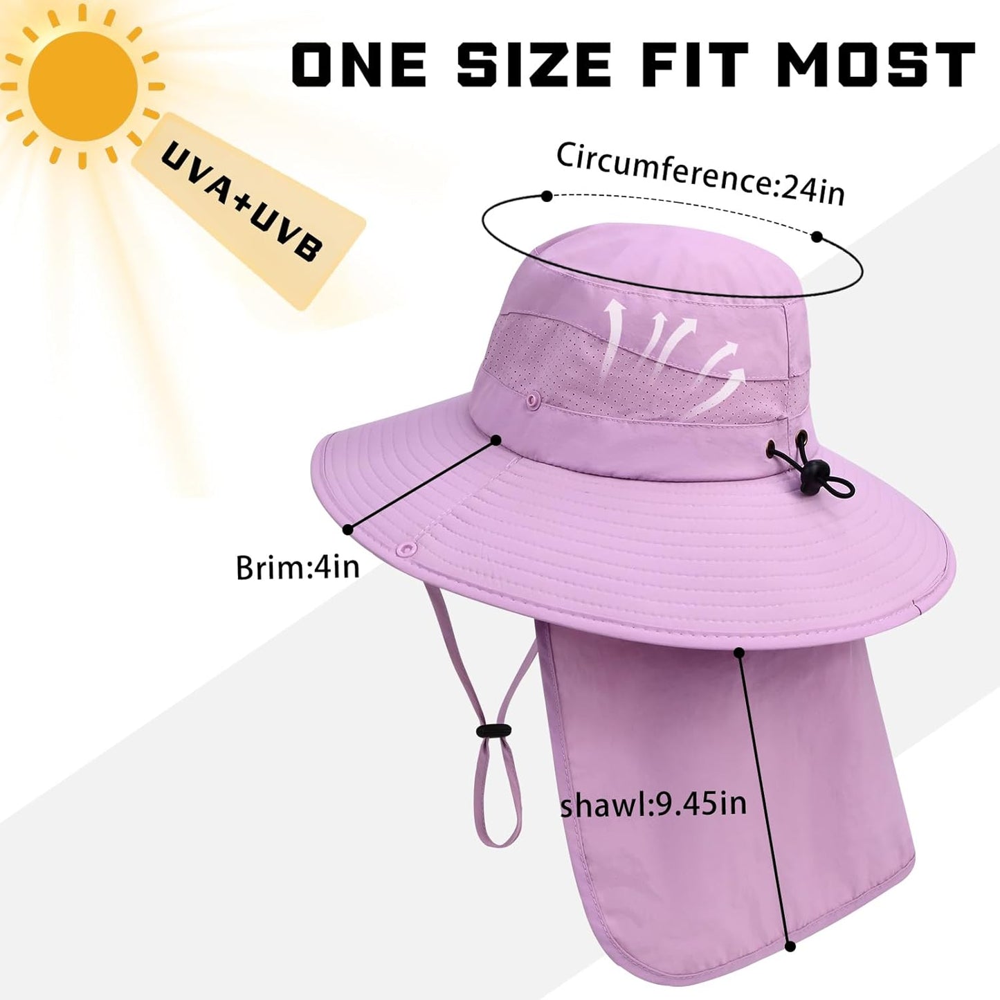 Sun Hats for Men Women, UPF50+ Protection Safari Hat,Wide Brim Fishing Hat with Neck Flap,Bucket Hats for Beach Hiking