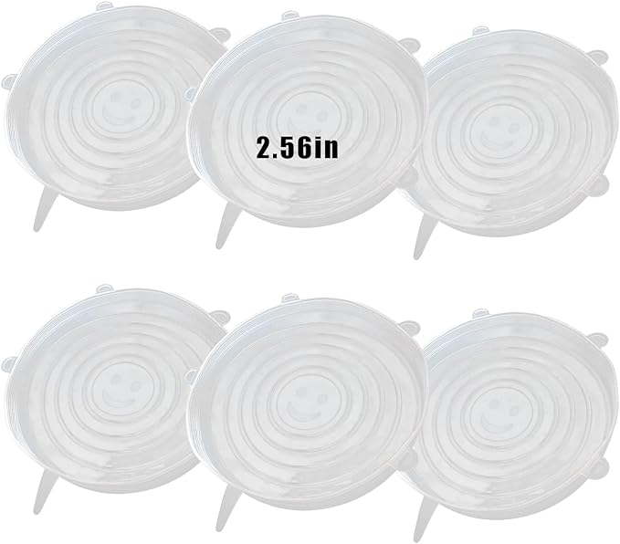 6 Pcs Silicone Stretch Lids Reusable and Durable Silicone Container Covers for Food Storage Expandable Bowl Covers Dishwasher & Freezer Safe (2.56in)
