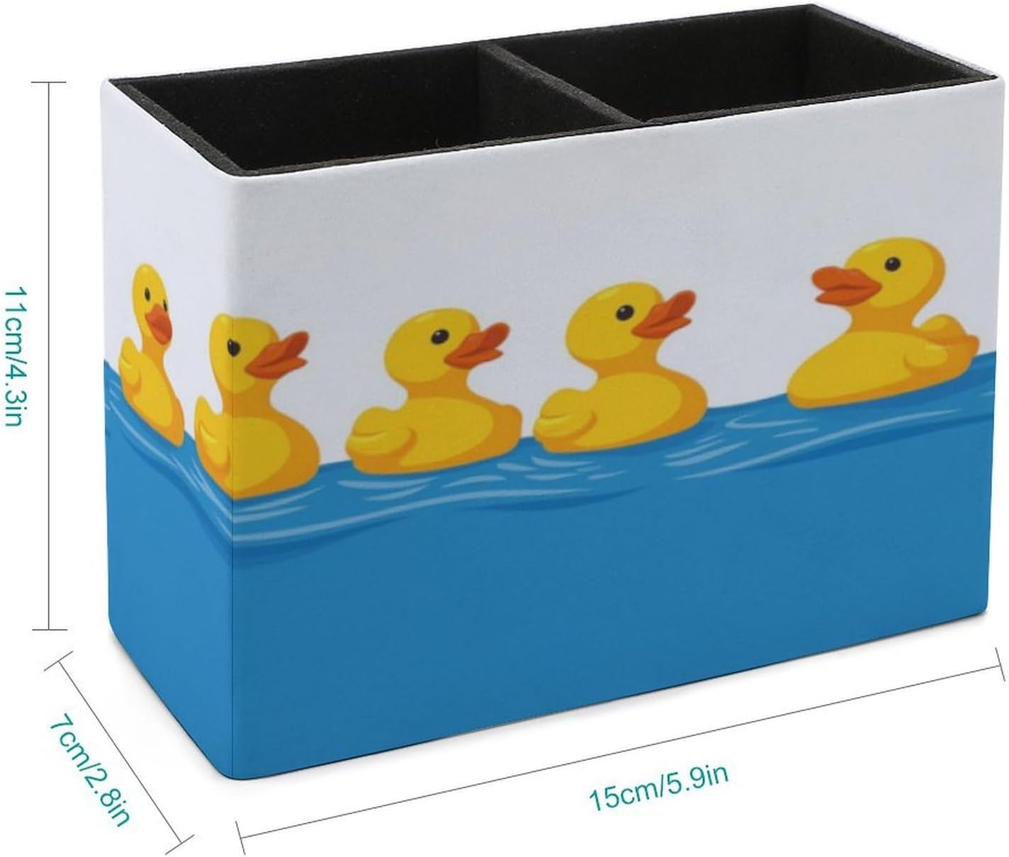 Row Of Ducks Lether Pen Holder for Desk Makeup Brush Holder Office Organizer Desk Accessory for School Office