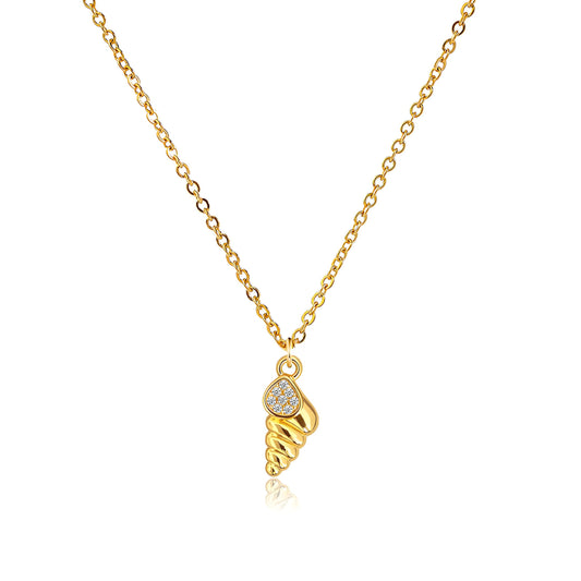 coadipress Conch Necklaces for Women 18K Gold Plated Conch Shell Necklace Rhinestone Boho Seashell Ocean Pendant for Beach Lovers Summer Beach Jewelry (Gold)