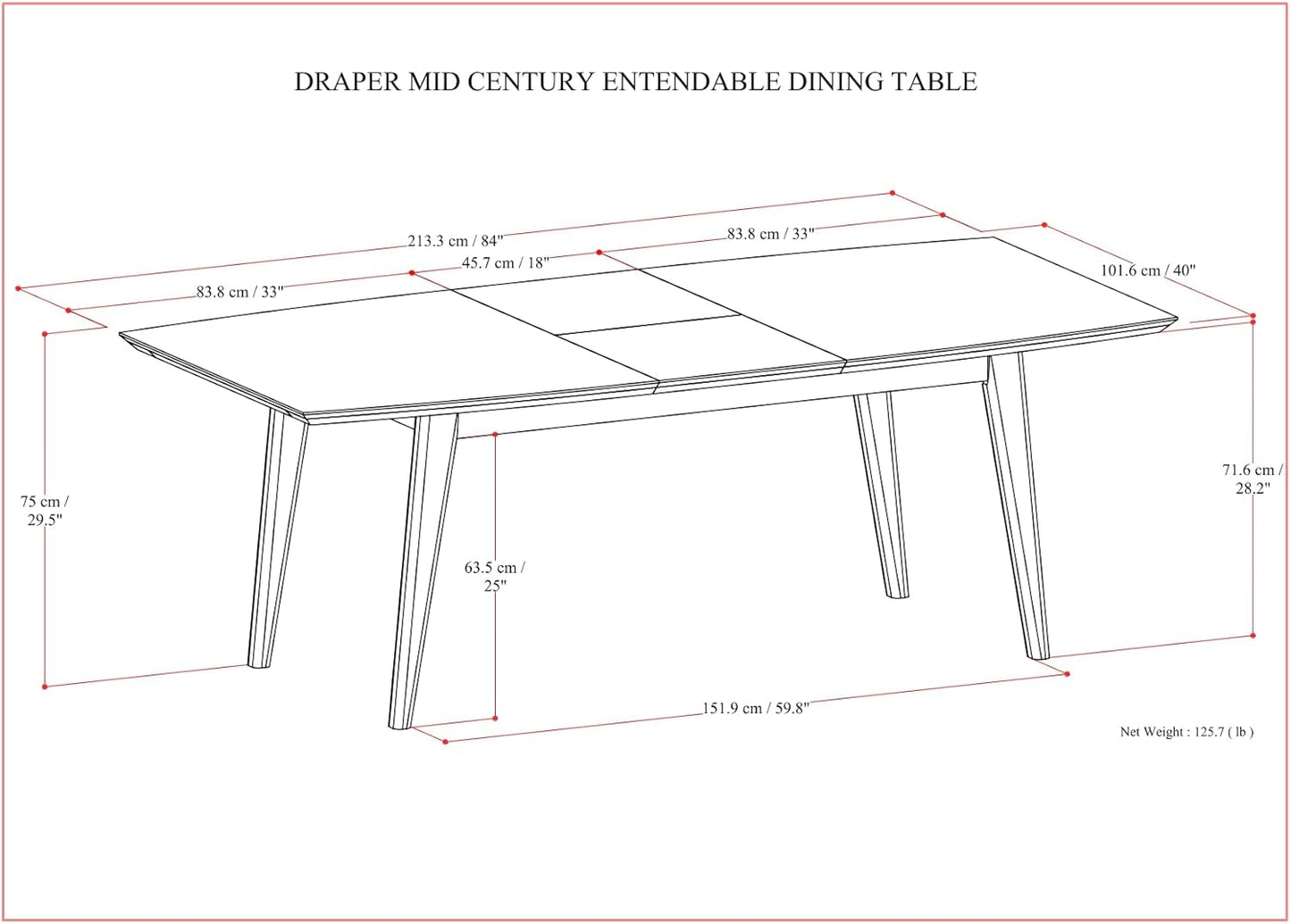 SIMPLIHOME Draper Extendable Dining Table, Solid Wood Walnut Veneer in Walnut, 66-84 x 40 inches, Mid-Century Modern-Style Rectangular Expandable Kitchen Table with Butterfly Leaf for 6+ People