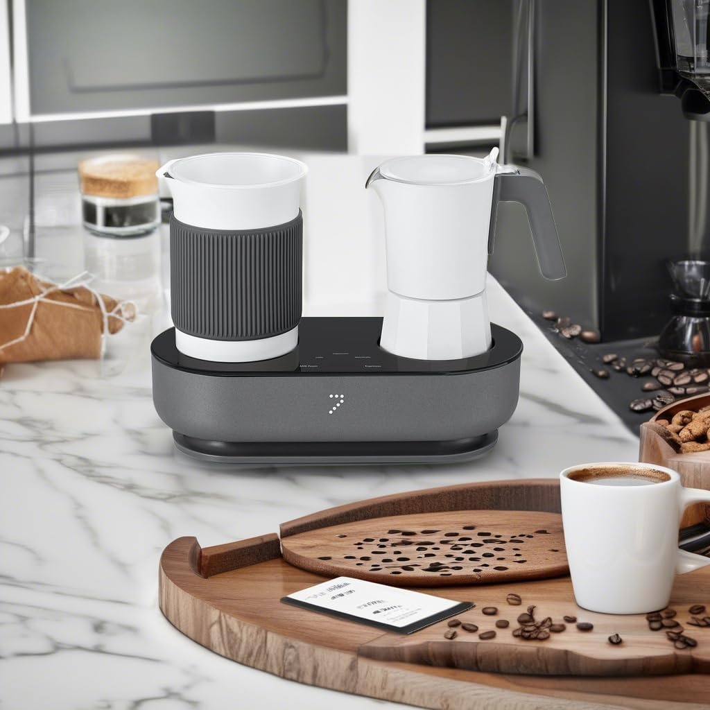 SEVEN&ME Espressor Machine Coffee Maker, with Milk Froth All-in-One Espresso Machine Combination, Latte Cappuccino Macchiato Espresso Electric Moka Pot, One Click Smart Operation（8.66"）