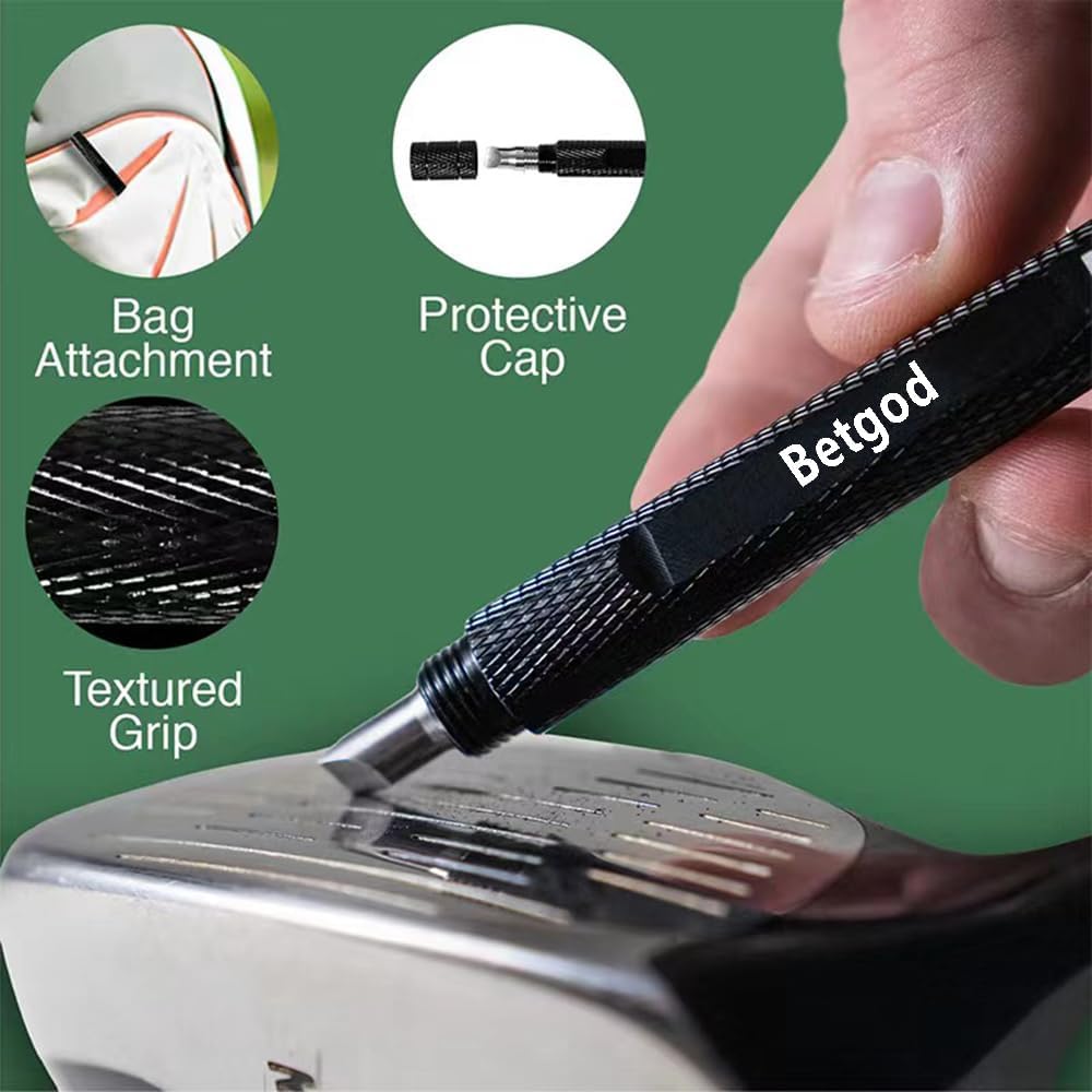 3-in-1 Golf Club Groove Sharpener - Re-Grooving Tool for U & V-Grooves - Generates Optimal Backspin (Black)