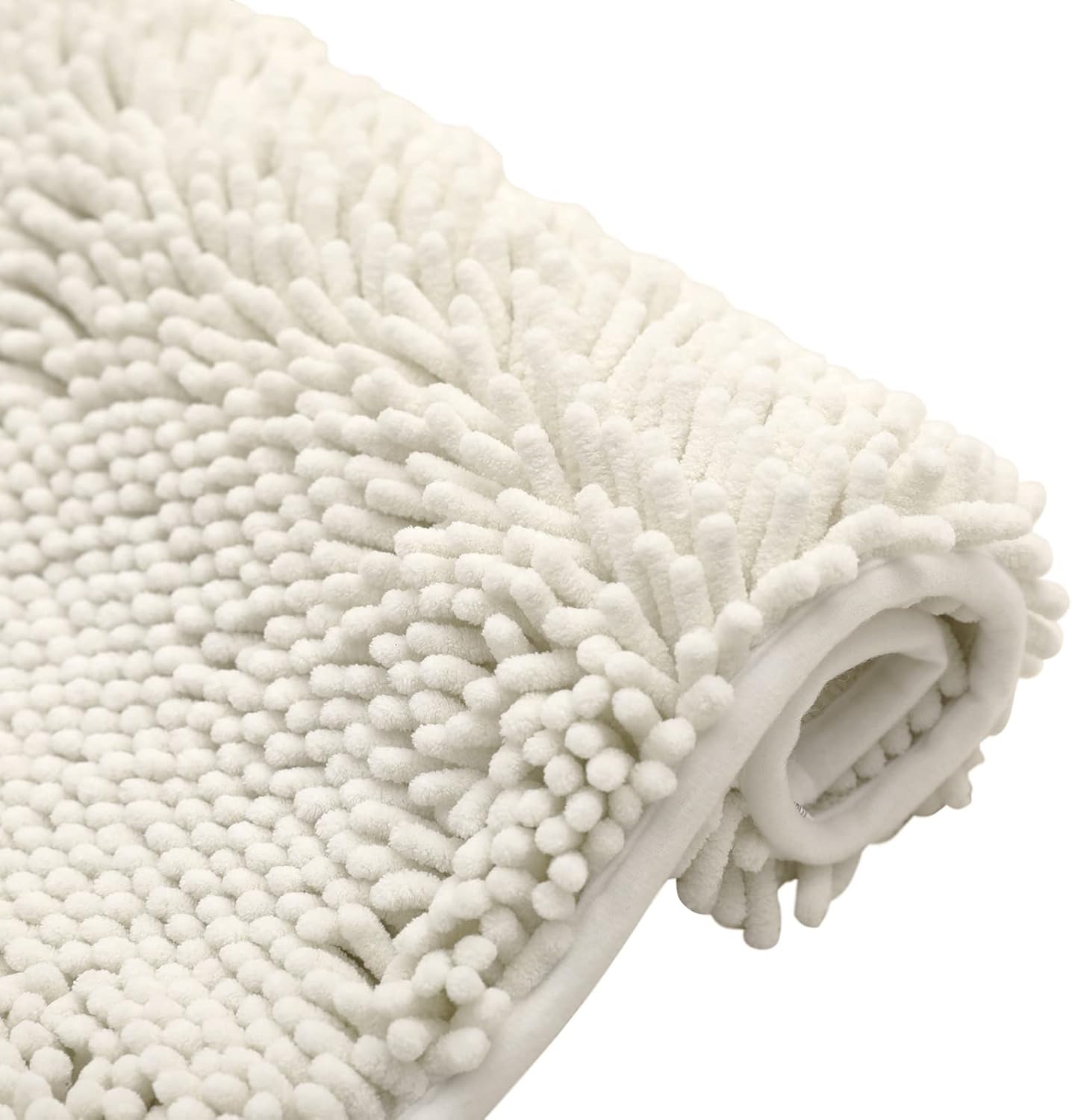 Non-Slip Bath Rug,Extra Soft Microfiber Bedroom Shag Carpet with Anti-Slip Backing,Water/Dust Absorbent Fast Dry Shower Mat,Sound Insulated Stairs Pad,Machine Washable (Ivory,19 x 31 Inches)