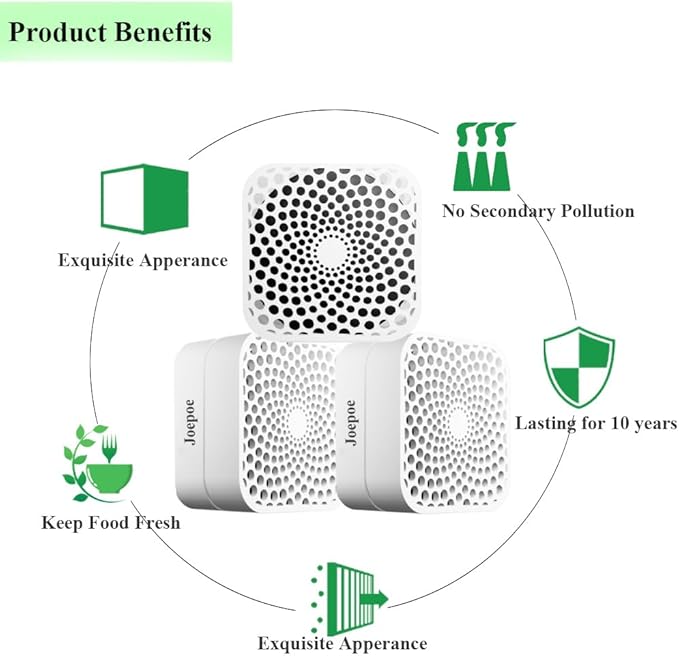 Refrigerator Deodorizer, Fridge Deodorizer Odor Eliminator 99% with10 Years Lifetime, Catalyst Air Purifier for Fridge & Freezer, Room, RV, Car, Closet, Shoe Cabinets and more (2PCS)