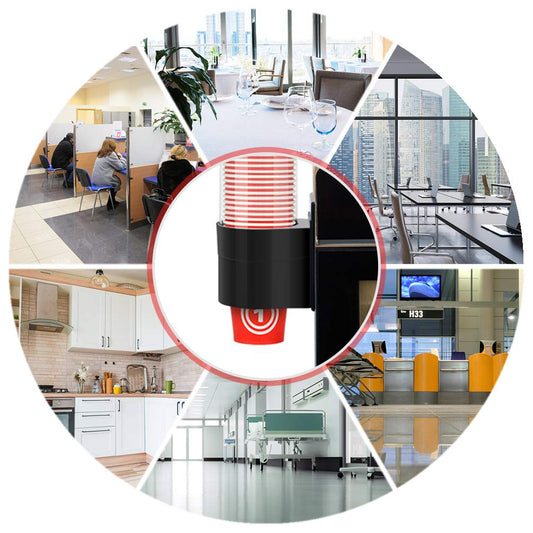 IWNTWY Cup Dispenser, Pull Type Wall Mount Cup Holder, Water Cooler Cup Dispenser Fits 7oz - 12oz Cups for Home Office Hospital Cups Organizer, Adhesive Paste or Screw Install (Black, Large)