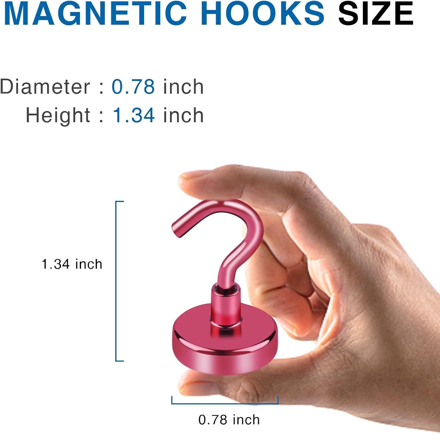 LOVIMAG Strong Magnetic Hooks, 50Lbs Red Strong Magnet Hooks, Heavy Duty Magnets for Cruise Accessories, Magnetic Hooks for Refrigerator, Hanging, Ceiling, Tool Room Etc - 4 Pack