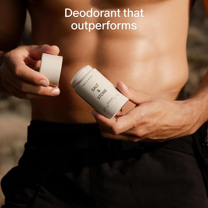 SALT & STONE Aluminum Free Deodorant | Extra Strength 48 Hour Protection for Women & Men | Made with Seaweed Extracts, Niacinamide & Prebiotics (Santal & Vetiver)