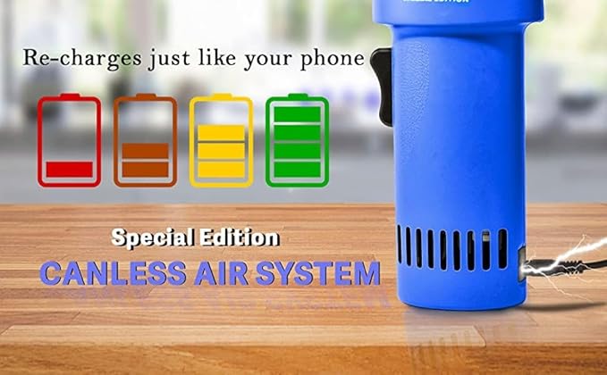 O2 Hurricane Compressed Air Duster – Powerful 200 MPH Cordless Compressed Air Cleaner, Rechargeable Mini Dust Fan Electric Blower for Computer, Keyboard, Electronics, Car Detailing Cleaning