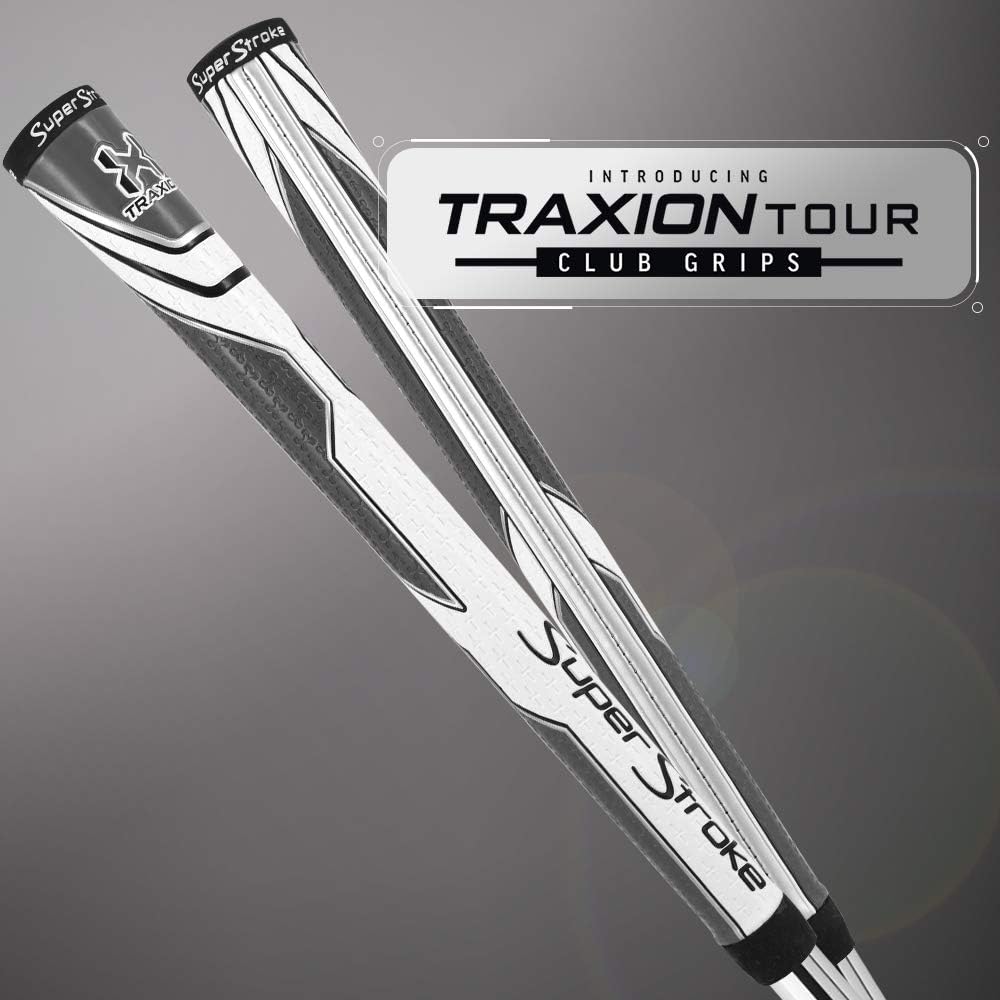 SuperStroke Traxion Tour Golf Club Grip, Midsize, Advanced Surface Texture Improves Feedback and Tackiness and Even Hand Pressure, Black/Gray