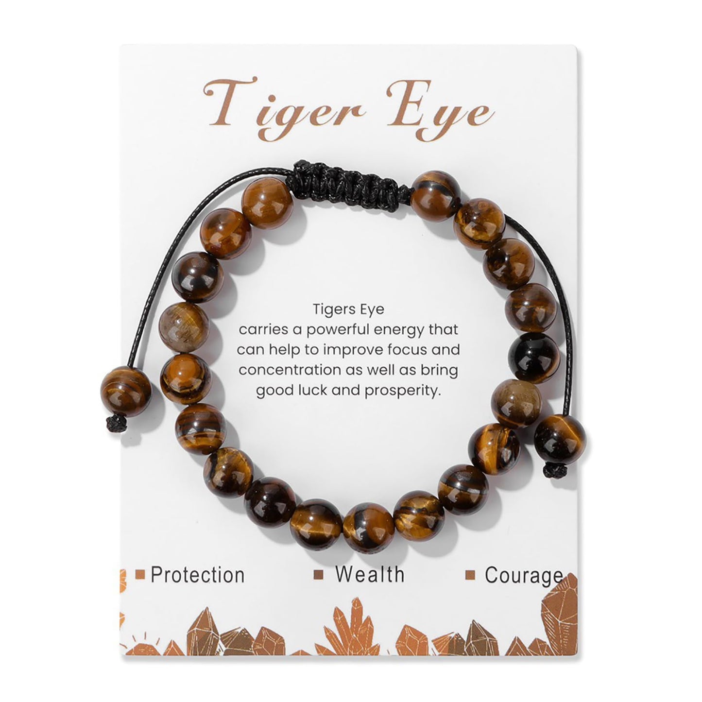 Tiger Eye Bracelet for Men Women 8mm Natural Stone Beaded Bracelet Handmade Adjustable Tiger Eye Crystal Bracelet Tiger Eye Jewelry for Women