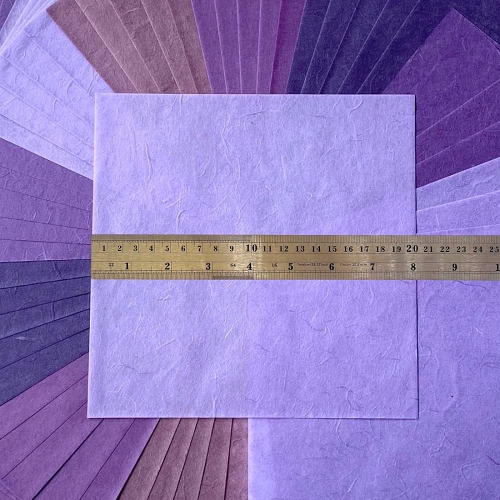 8 x 8 Inches Natural Fiber Mulberry Tree Mulberry Paper Sheets 50 Sheets Square Origami Paper Arts Folding Craft, Square Folding Paper for DIY Crafts (Purple Tone, 8"x8")