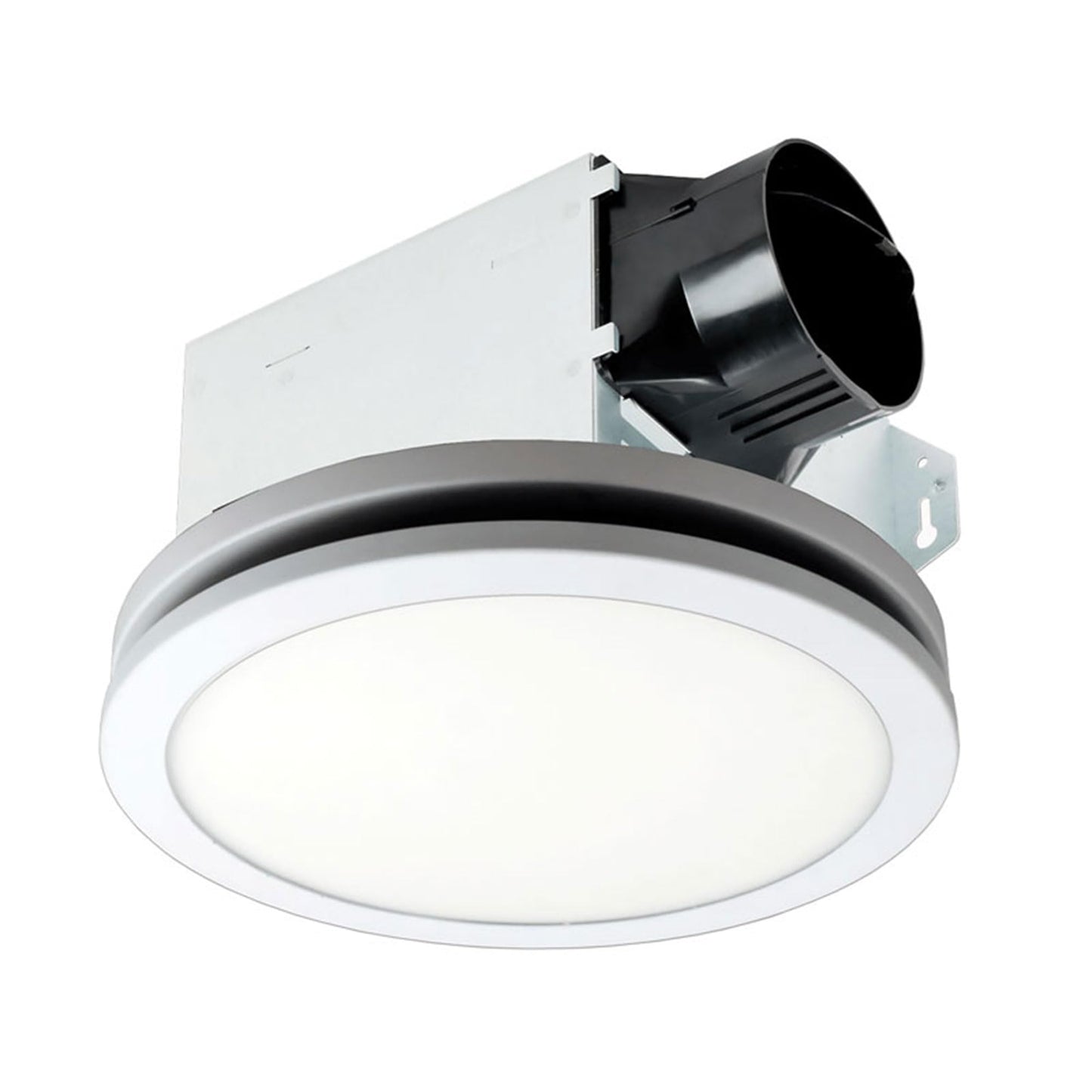 Breez Delta Integrity 100 Cfm Exhaust Bath Fan, Led Edge-Lit Flat Round Panel Light, Energy Efficient Quiet Operation Ceiling Mo