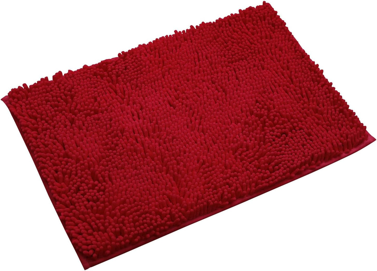 Non-Slip Bath Rug,Extra Soft Microfiber Bedroom Shag Carpet with Anti-Slip Backing,Water/Dust Absorbent Fast Dry Shower Mat,Sound Insulated Stairs Pad,Machine Washable (Red,12 x 19 Inches)