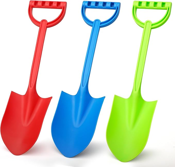 3 Pack Beach Sand Shovels Toys, 16 Inch Plastic Spade Shovel Scoop for Kids Adults, Beach Sand Toy for Sandbox,Outdoor, Snow Scoop, Planting Shovels for Digging, Gardening, Summer Vaction Travael