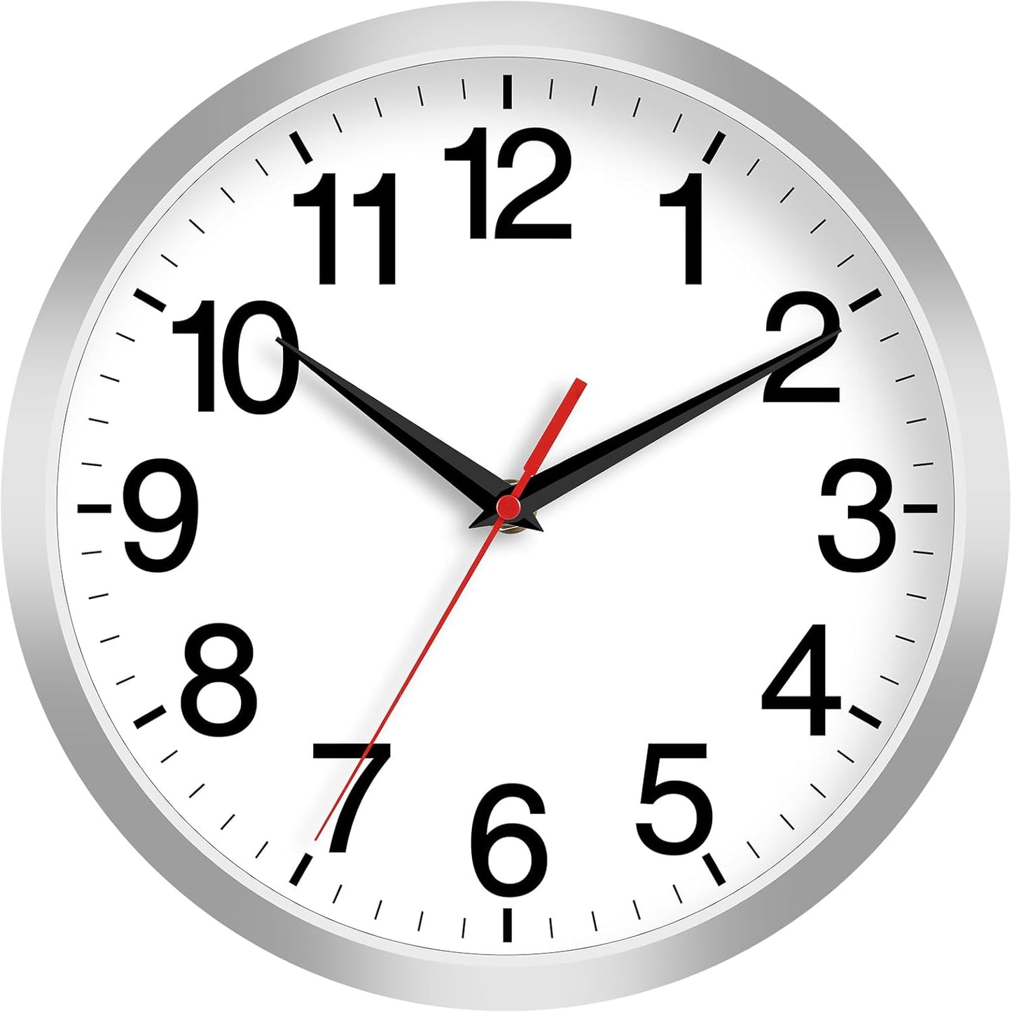 Wall Clock Modern 8 Inch Battery Operated Silent Non Ticking Small Analog Clock Decorative for Living Room Office Home Bedroom Kitchen Bathroom(Silver)