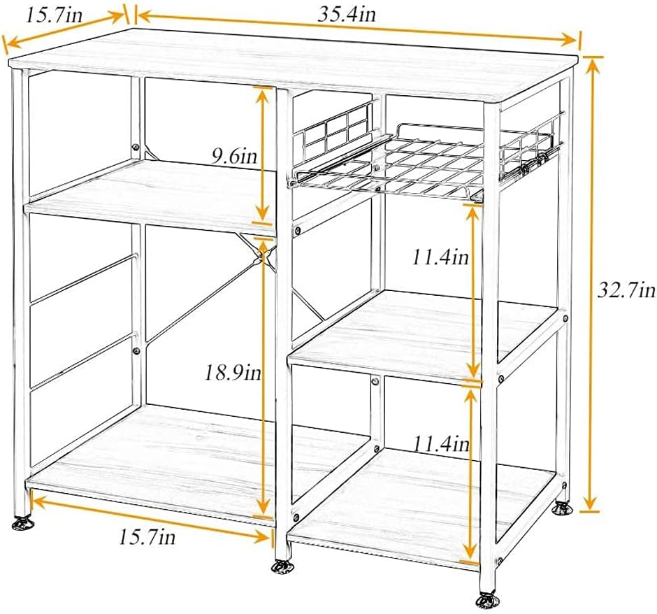 soges 3-Tier Kitchen Baker's Rack Utility Microwave Oven Stand Storage Cart Workstation Shelf, Rustic Brown W5s-FG