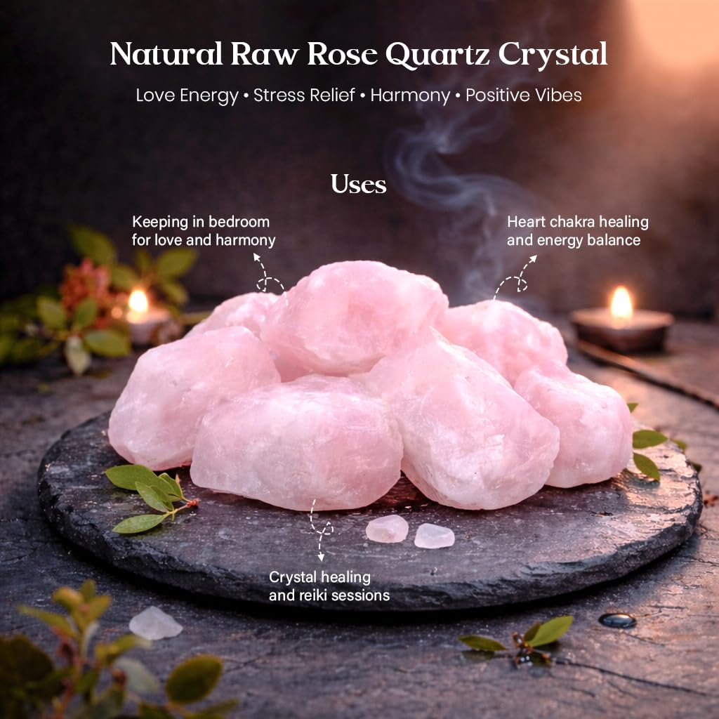 "650+ Carats, 3 Pc Rose Quartz Rock Rough Stone 2540 mm Raw Crystals Rock Crystals and Healing Stones Rough Gemstones Rock Collection for Beginners Used as Crystal Therapy, Meditation, Reiki"