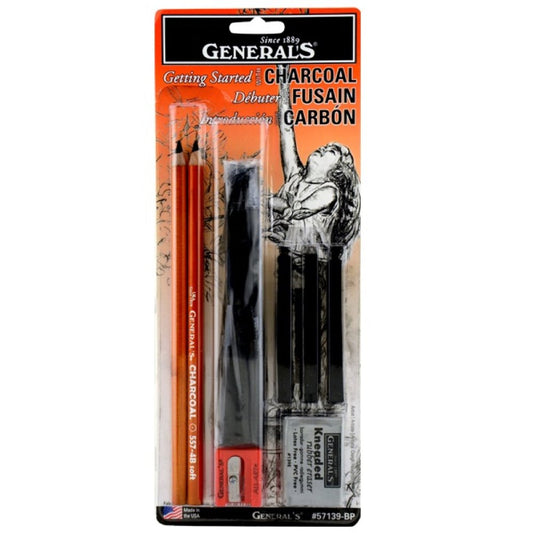 General Pencil 57139-BP Getting Started with Charcoal Set, Multicolor