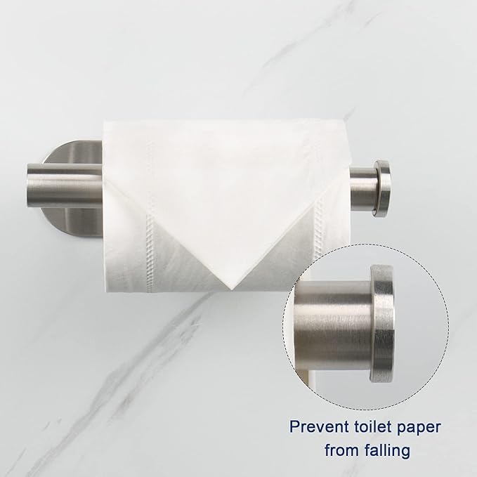 NearMoon Toilet Paper Holder Self Adhesive, Premium Thicken SUS304 Stainless Steel Rustproof Adhesive Toilet Roll Holder no Drilling for Bathroom, Kitchen, Washroom (3 Pack, Brushed Nickel)