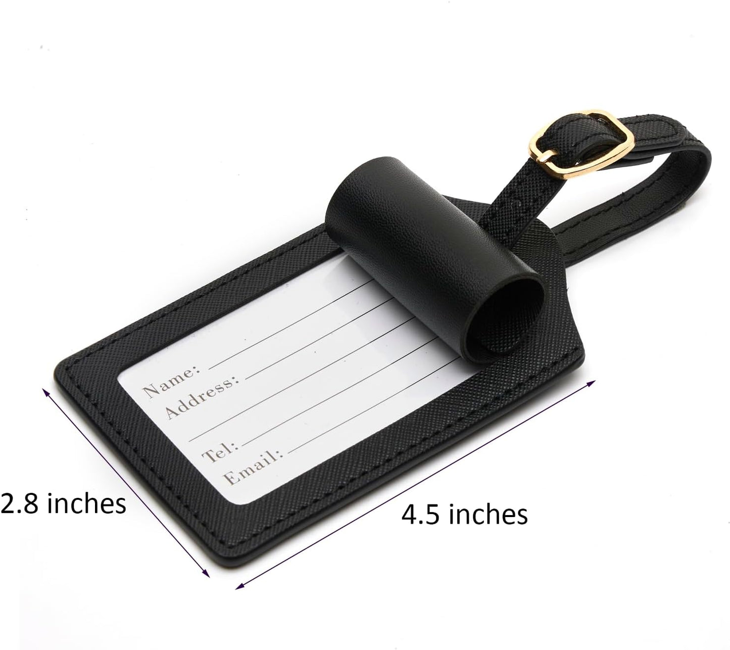 Luggage Tag PU Leather for Suitcase Baggage Handbag Travel Bag Label Suitcase Tag Label Tag w. Name Card & Privacy Cover (K)