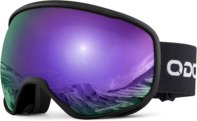 Odoland Snow Ski Goggles S2 Double Lens Anti-Fog OTG Windproof UV400 Eyewear for Men, Women and Youth-Skiing Snowboarding