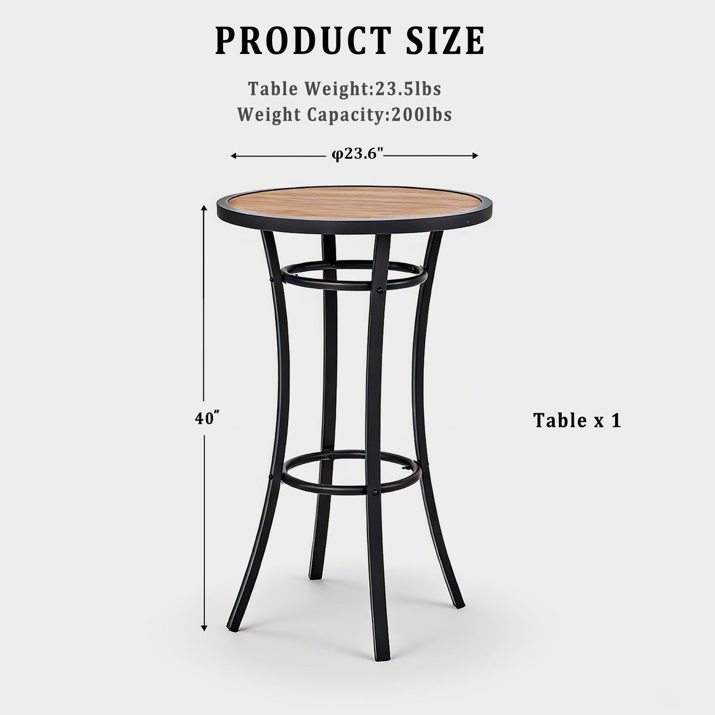 Naga Bahna Bar Height Patio Table, 40-Inch Outdoor Pub Table Bistro Table with Wooden-Like Table Top & Metal Frame, Spring, 2026