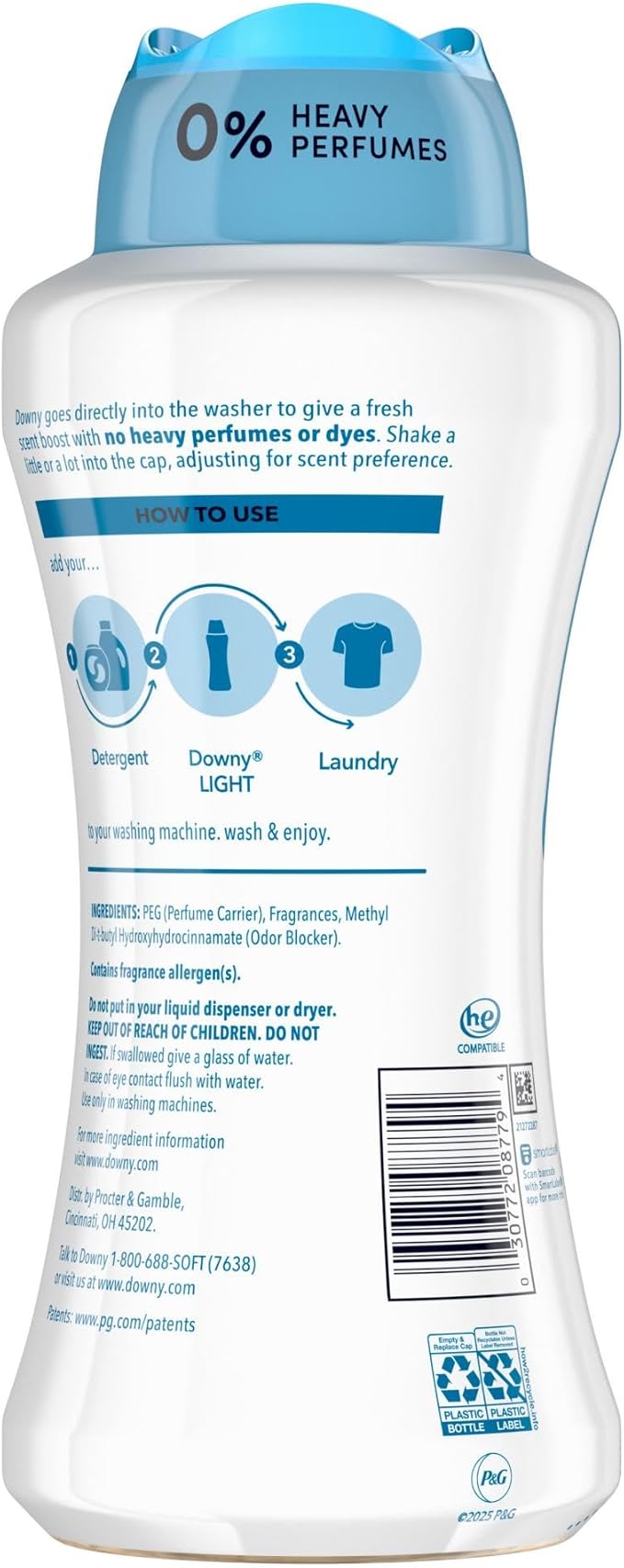 Downy Light Laundry Scent Booster Beads, Ocean Mist Scent, 24 OZ, In-wash fabric beads designed to be gentle with a light boost of scent, No Heavy Perfumes (Pack of 2)